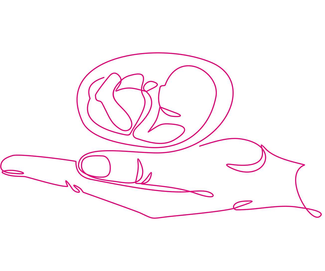 Hand holding an embryo illustration