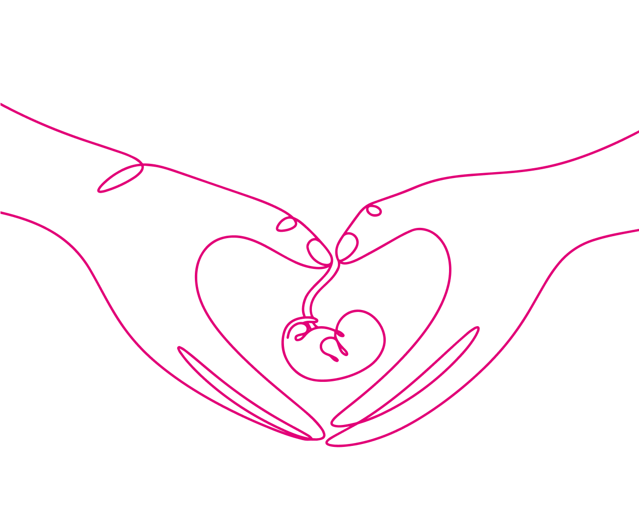 Illustration of hands making heart around embryo