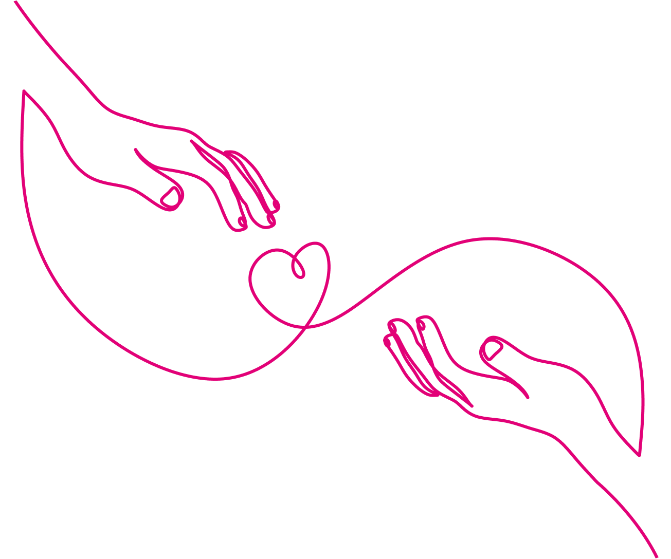Two hands and loveheart illustration